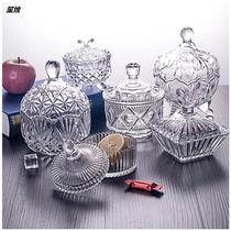 Glass sugar jar melon seed box candy box snack box canned dried fruit box jewelry box storage jar living room ornament degaussing jar
