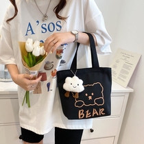 New style canvas bag female student small shoulder bag go out snack bag portable to work hand carry lunch bag girl handbag