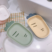 Cute double soap box rack home personality creative drain toilet non-hole portable soap box dormitory