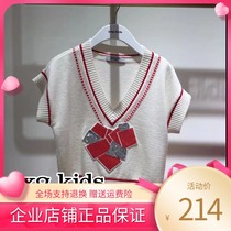 Counter gxg kids Childrens Clothing 2020 Spring Girls Sweater Vest KB216261A White V-neck sweater