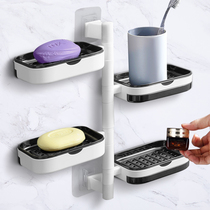 Soap box wall-mounted non-perforated toilet soap rotating shelf drain dormitory home double-layer