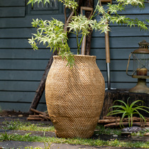 Huahan extra large cement flowerpot imitation straw pot creative green plant Basin plant decorative flower garden courtyard