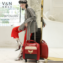 Mini suitcase woman universal wheel light tie bar bag high face value ascending case pull lever case hand 16 inch leather case small