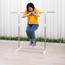 Stainless steel simple floor-to-ceiling drying rack indoor bedroom hanging clothes household single rod clothes rod small drying balcony shelf