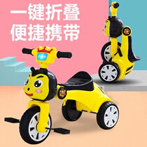 Childrens car pedal tricycle girl bicycle 3-year-old baby bicycle tricycle foldable music lighting