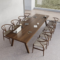 Nordic Solid Wood Meeting Table Long Table Brief Retro Log Office Meeting Desk Modern Log Large Plate Negotiation Table