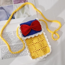 Hand Woven Princess Series Slanted Satchel Bag Wool Thread Crochet Bag Finished Treasure Mother hand for butterfly knot