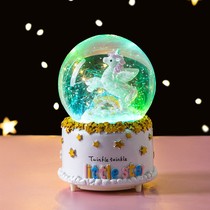 Childrens Day Gift Sky City Transparent Crystal Ball Music Box Unicorn Music Box Dream for Girlfriend Birthday
