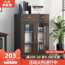 File cabinet glass file cabinet with lock Financial storage file cabinet storage wooden small bookcase transparent office cabinet