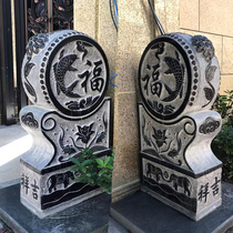 A pair of household bluestone antique stone drums Chinese villa courtyard door ornaments door pier drum stone