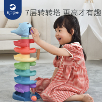Childrens sound and light puzzle fun stacking music Baby early education Rainbow track ball turn music Ferrule circle baby toy