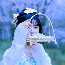 Fairy Hanfu photo taking bamboo woven portable flower basket Childrens costume catwalk performance Hand-held Republic of China antique props