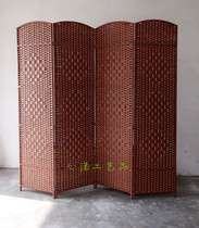 Chinese handmade solid wood folding straw screen partition fashion hotel porch living room bedroom mobile folding screen simple