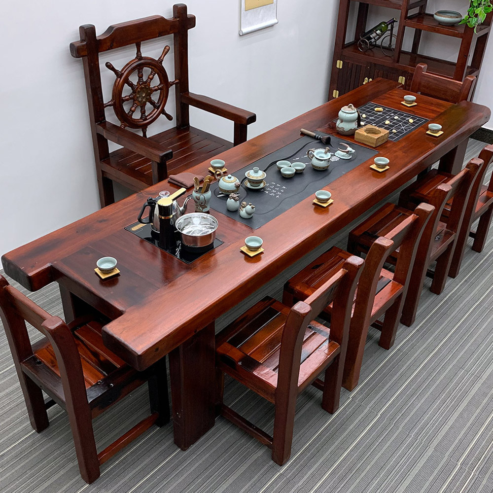 老船木茶桌椅组合实木功夫茶几客厅茶艺桌简约中式小茶台办公家具