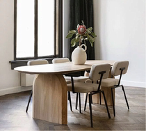 Nordic design home dining table simple solid wood workbench rectangular desk Oval meeting long table
