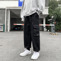 Gangfeng ins Chao brand straight cotton overalls mens Korean loose multi-pocket student casual Joker pants