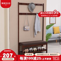 Solid wood shoe stool home floor coat rack door hanger shoe rack integrated Hall Hall bedroom shoe cabinet
