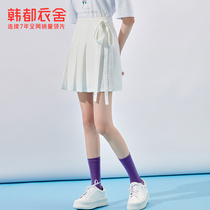 Handu Yishe 2020 summer new women's high-waist pleated lace-up skirt skirt RN0045 Su