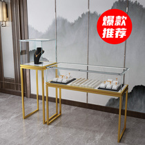 Jewelry display cabinet Jewelry jewelry boutique Glass transparent stainless steel counter Jade watch display cabinet customization