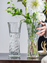 Vase light luxury high-end atmospheric living room ornaments flower bottle glass transparent flower arrangement water raising Lily Rose star