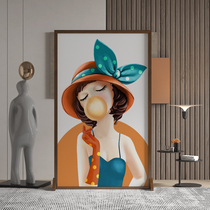 Nordic small fresh partition screen Modern simple living room bedroom art entrance door small seat screen hand painted girl