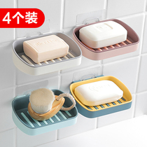 Soap box rack drain toilet creative non-perforated laundry soap box double suction cup wall-mounted soap box