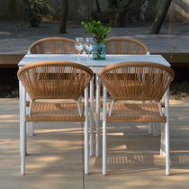 Outdoor Rattan Leisure Coffee Table And Chairs Nordic White Courtyard Garden Hotel Outdoor Table And Chairs Combine resistant to sunburn