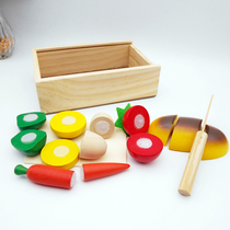 Simulation fruit toys children's intelligence early education teaching aids simulation small wooden box fruit bread cut look at the kitchen