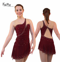 Childrens womens adult high-end figure skating performance suit grading suit skating skirt training suit dress gray diamond-encrusted