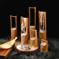 Sashimi Decorative Bamboo Cylinder Dry Ice Cylinder Bamboo Wood Small Lifting Bamboo Barrels Day Stock Sushi Dot Decorated Swing Pan Seafood Dry Ice Cup Bamboo Cylinder