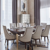 American light luxury solid wood dining table and chair combination simple and beautiful post-modern rectangular dining table European model room luxury dining table