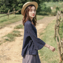 Improved Tang suit autumn coat, Chinese style linen tea suit, female Zen style, literature and art, Republic of China style women's clothing, Chinese Zen suit