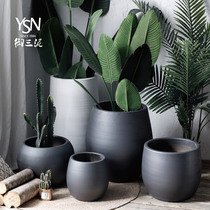 Yusanmud modern simple ceramic Nordic creative vase flower pot indoor and outdoor living room ornaments large diameter green plant Basin
