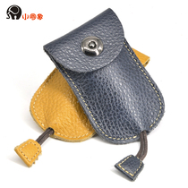 Small Round Elephant Car Key Cover Female Car Key Button Universal Head Layer Cow Leather Key Bag Mens House With Key Bag