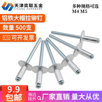 Big cap open type flat yuan round head aluminum iron core core K-type decoration rivet GB12619 car pull rivet M4m5