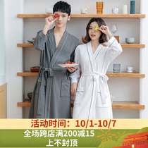 Couple pajamas towel bathrobe womens morning gown cotton absorbent quick-drying spring and autumn thin mens nightgown Hotel beauty salon