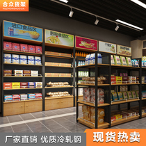 Supermarket shelf display rack convenience store shelf multi-layer four-pillar floor iron shelf Zhongdao steel wood shelf