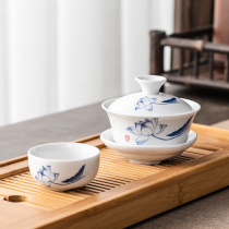 Ceramic Kung Fu Tea Set Suit Teapot Lid Bowl Tea Cup Teacup Whole Green Flower Brief Home Tea Small Set Price