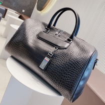 Business travel portable travel bag female portable short-distance leather cowhide duffel bag large capacity Mens Fitness