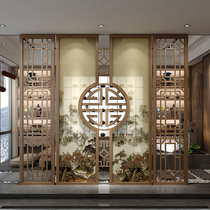New Chinese solid wood screen partition living room ceiling Wooden Chinese screen hollow fence flower grid seat screen