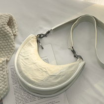 C Mirriles original small crowdfold dumplings bag 2021 new head layer Bull Leather Crescent Bag Broadband Skew Satchel