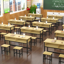 School class table and chairs Primary and middle school students Double desk coaching class Training desk Tutorial Desk with drawer class table and chairs
