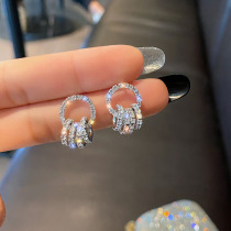  Light luxury~ trendy simplicity~ring earrings small and exquisite earrings temperament net red earrings fashion temperament trendy style