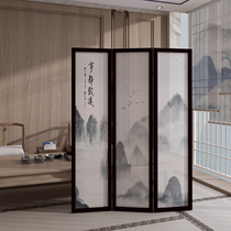 Screen wall New Chinese solid wood partition Living room door occlusion folding mobile modern simple entrance brake
