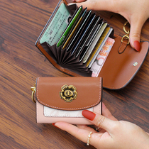 Mountain Tea Flowers Genuine Leather Small Card Bag Mini Coin Zero Wallet Organ Card Bag Lady Key Baotou Layer Cow Leather New
