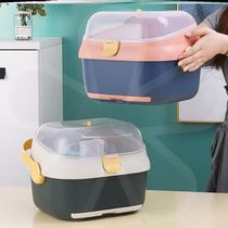 Baby transparent portable bottle storage box baby tableware storage box baby bottle dustproof drying rack drain tray