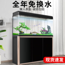 Small and medium-sized living room fish tank aquarium goldfish tank household lazy ecological water-free glass large fish tank with Cabinet