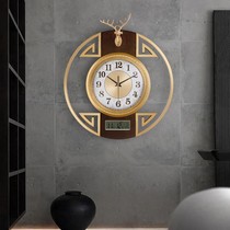 Nordic Style Pure Copper Deer Head Clock Hanging Clock Living Room China Wind Creativity Fashion Clock Muted Light Extravagant Atmosphere Hanging Watch