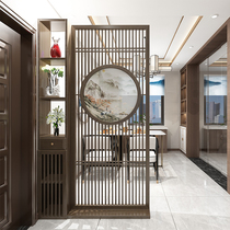 New Chinese entry entrance entrance entrance screen partition living room modern decoration shelf Solid Wood Hollow fence cabinet