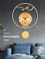 New Chinese pure copper hanging clock Living room Home Fashion mute light extravaganza Magpie Den Plum Artistic Creativity Table